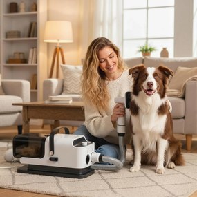 Aspirador-Secador para Cães, 37,6 x 17,5 x 18,5 cm, Função 5 em 1, Branco
