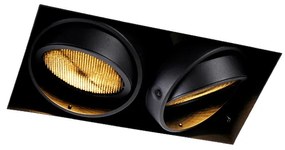 Foco embutido preto 2 luzes GU10 AR111 Trimless - Oneon Honey Moderno