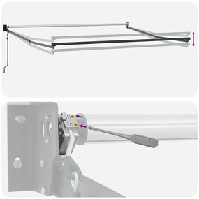 Toldo retrátil 4x3 m tecido e alumínio antracite e branco