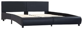 Estrutura de cama c/ LED 180x200 cm couro artificial preto