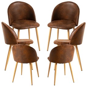 Pack 6 Cadeiras Vint Couro Sintético - Marrom Vintage