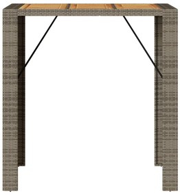 Mesa de bar para jardim com tampo em acácia vime PE cinza