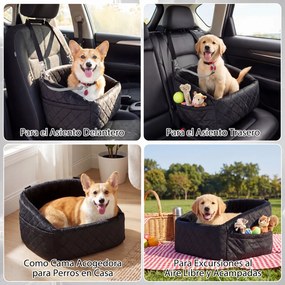 Transportadora de cães para Carro, 50 x 46 x 30 cm, Com Trela de Segurança, Preto