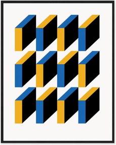Impressão digital emoldurada Bauhaus Abstract Squares