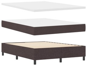 Cama Box Spring com Colchão &amp; Banco Castanho 140x200 cm Tecido