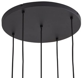 Candeeiro suspenso de design preto com vidro fumado 5-luzes - Ana Design