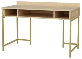 Secretária de Estudo Alma – Dourada e Carvalho – 120 x 60 x 74,8 cm