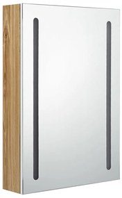 Armário espelhado casa de banho LED 50x13x70 cm branco/carvalho