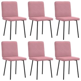 Cadeiras de jantar 6 pcs veludo rosa
