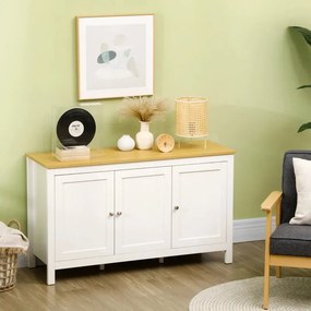 Aparador Mylov com 3 Portas de 120 cm - Branco/Castanho - Design Nórdi
