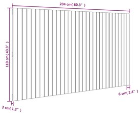 Cabeceira de parede 204x3x110 cm pinho maciço branco