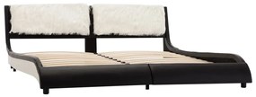 Estrutura cama c/ LED 180x200 cm couro artificial preto/branco