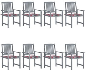 Cadeiras de jardim c/ almofadões 8 pcs acácia maciça cinzento