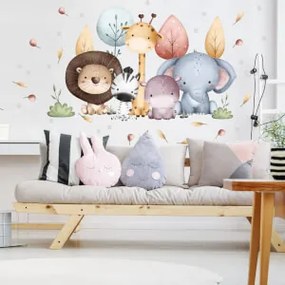 Autocolantes - Animais do Safari e árvores coloridas