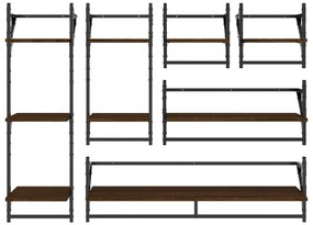 6 pcs prateleiras parede derivados de madeira carvalho castanho