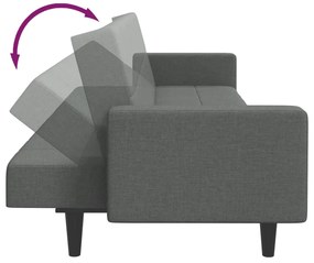 Sofá-cama de 2 lugares c/ apoio de pés tecido cinzento-escuro