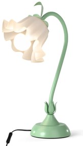 Candeeiro de mesa de cabeceira vintage com abajur acrílico Lily of the Valley e braço ajustável Luz decorativa retro E27 verde