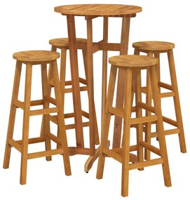 5 pcs conjunto de bar para jardim madeira de acácia maciça