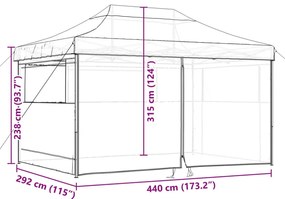 Tenda p/ festas pop-up dobrável 4 paredes laterais terracotta