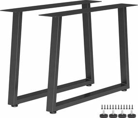 HOMCOM Conjunto 2 Pernas para Mesa Trapezoidais em Aço com 12 Furos e 12 Parafusos, Capacidade 75 kg, para Banco, Mesa de Centro, Preto | Aosom Portugal