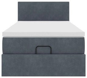 moldura de cama otomana vidaXL com colchão cinza escuro veludo