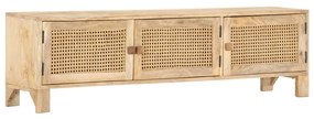 vidaXL Móvel de TV 140x30x40 cm mangueira maciça e cana natural