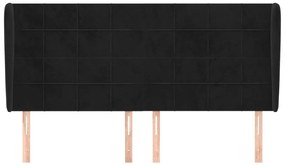 Cabeceira de cama c/ abas veludo 203x23x118/128 cm preto