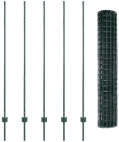 Cerca Euro com 5 Postes U Verde 1,6x10 m Aço