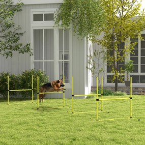 Conjunto de 4 obstáculos profissionais para agility canino, com sistema de fixação ao solo e saco de transporte incluído