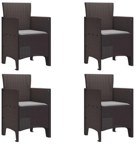 vidaXL Cadeira de Jardim 4 pcs Castanho 53 x 49 x 85 cm PP