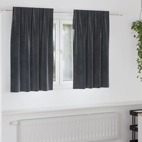 Cortinas Blackout vidaXL com fita superior 2 pcs Cinza Escuro Veludo