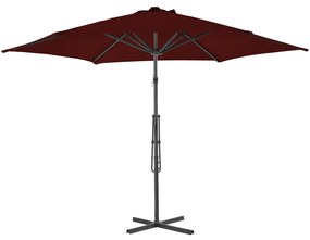 Guarda-sol de jardim com poste de aço 300x230 cm bordô