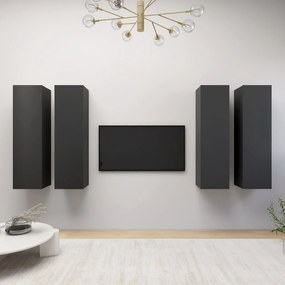 vidaXL Móveis de TV 4 pcs 30,5x30x110 cm derivados de madeira cinzento