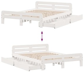 Cama sem colchão 140x190 cm madeira de pinho maciça branco