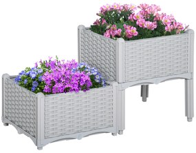 Conjunto de 2 Floreiras Quadradas Floreiras para Flores e Vegetais com