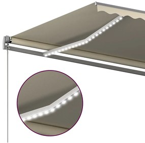 Toldo automático com LED e sensor de vento 600x350 cm creme