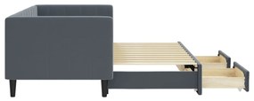 Sofá-cama c/ gavetão e gavetas 80x200 cm veludo cinzento-escuro