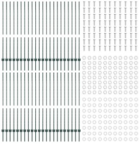 Postes de Cerca 44 pcs U-Channel Verde 180 cm Aço