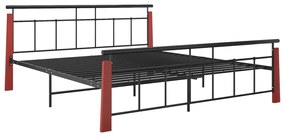 Estrutura de cama 180x200 cm metal e madeira de carvalho maciça